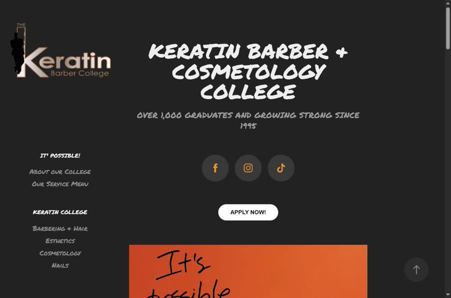 Keratin Barber & Cosmetology College website